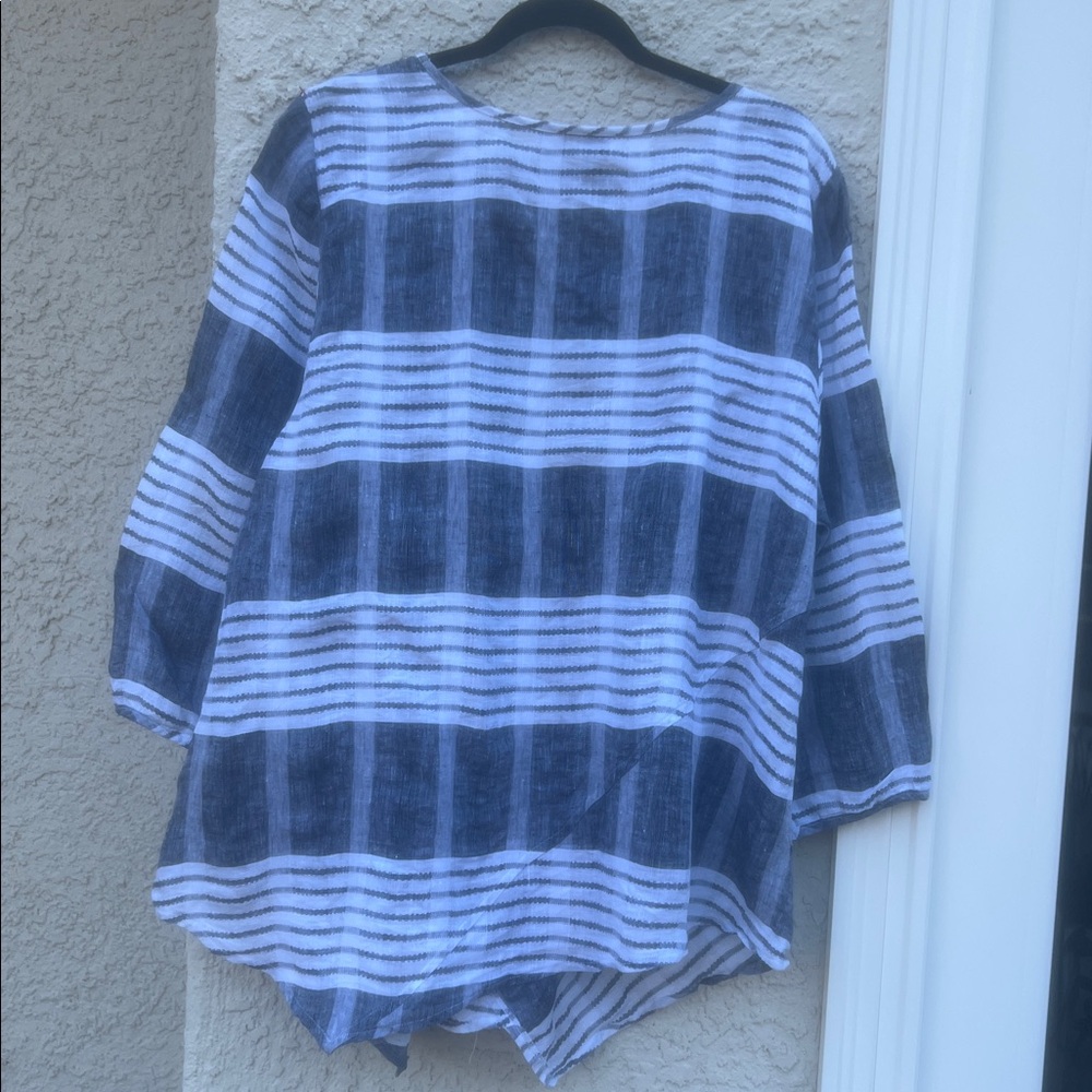 Habitat Clothes to Live In Grey Stripe Linen Tunic Blouse Womens Size XXL - Picture 6 of 7
